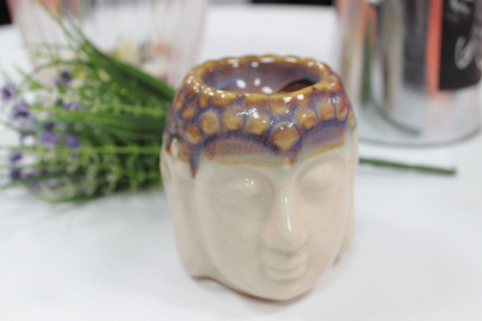 Buddha Oil Burner - Ivory & Mint Classic Buddha Oil Burners - Bath Indulgence
