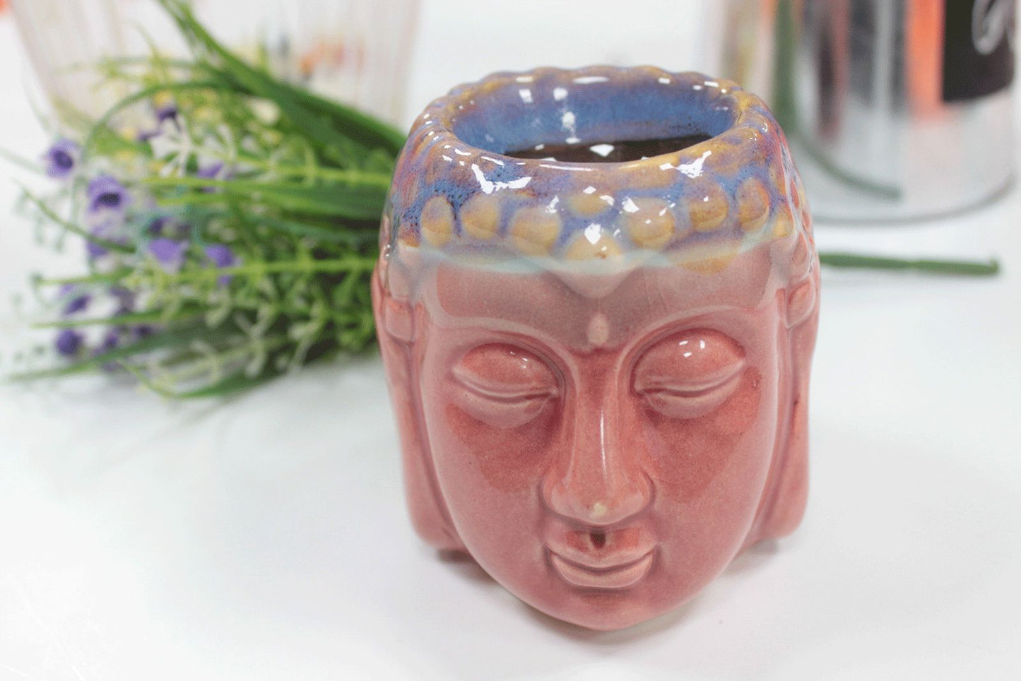 Buddha Oil Burner - Rose & Teal Classic Buddha Oil Burners - Bath Indulgence