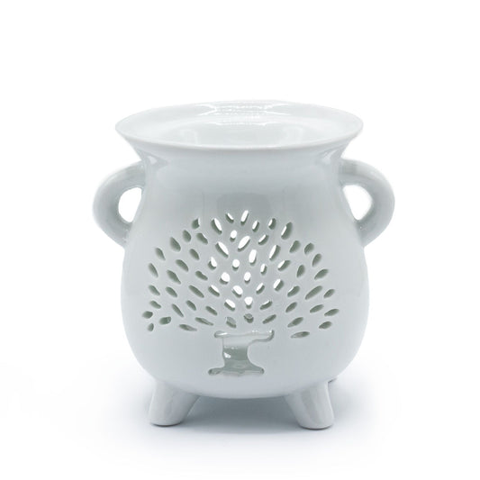 Caildren Oil Burner - Tree of Life - White Various Shaped Ceramic Oil Burners - Bath Indulgence