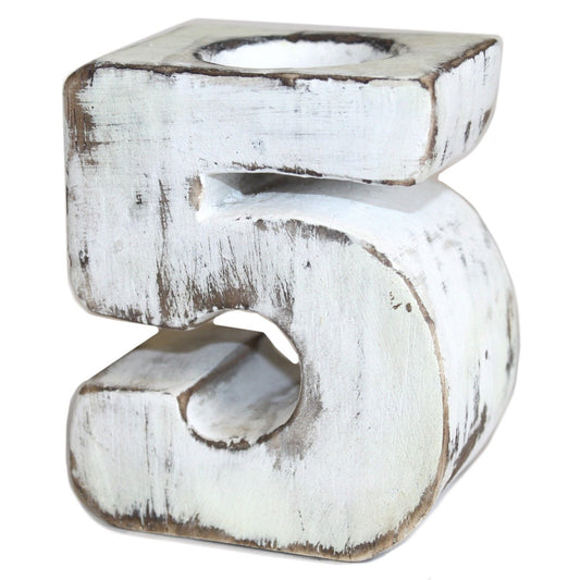 Candle Holder Wooden Birthday Numbers - No.5 Wooden Birthday Numbers - Bath Indulgence