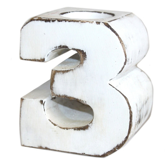 Candle Holders Wooden Birthday Numbers - No.3 Wooden Birthday Numbers - Bath Indulgence