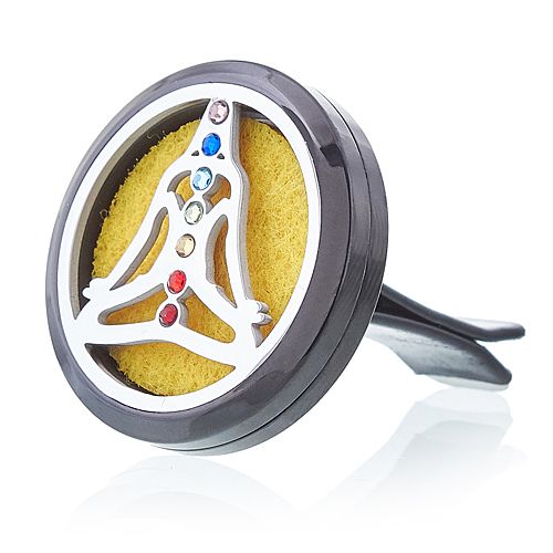 Car Diffuser Kit - Pewter Yoga Chakra - 30mm Aromatherapy Car Diffuser Kit - Bath Indulgence
