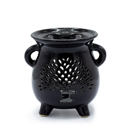 Cauldron Oil Burner - Tree of Life - Black Various Shaped Ceramic Oil Burners - Bath Indulgence