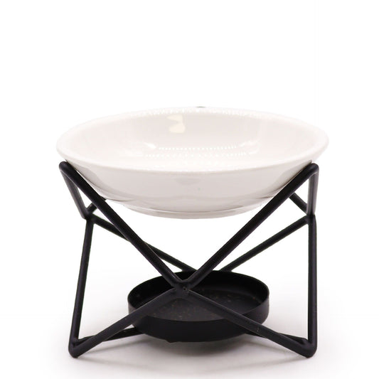 Ceramic & Metal Hex Stand Cool Designs Oil Burners - Bath Indulgence