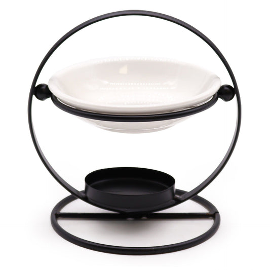 Ceramic & Metal Round Stand Cool Designs Oil Burners - Bath Indulgence