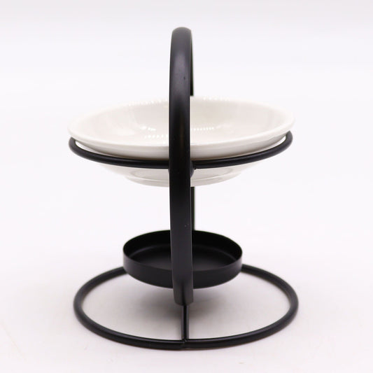Ceramic & Metal Round Stand Cool Designs Oil Burners - Bath Indulgence