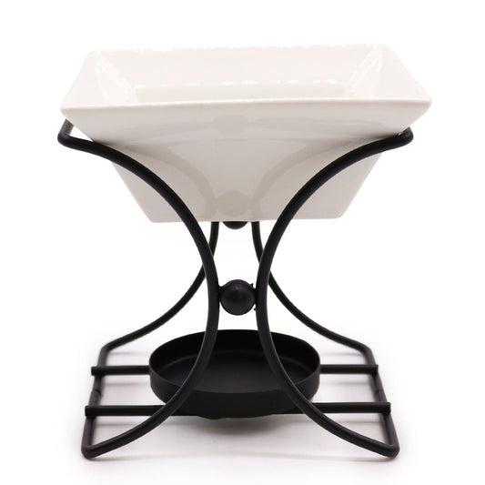 Ceramic & Metal Square Stand Cool Designs Oil Burners - Bath Indulgence
