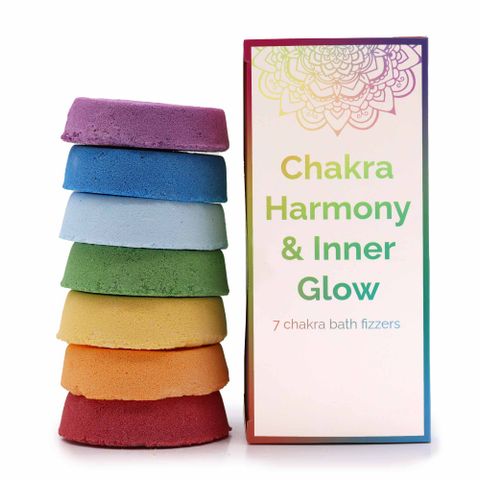 Chakra Bath Fizz - Large Box - Chakra Harmony & Inner Glow Chakra Bath Fizzers Sets - Bath Indulgence