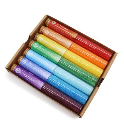 Chakra Bath Salt - Gift Pack of 7 Bath Salts in Vials - Bath Indulgence