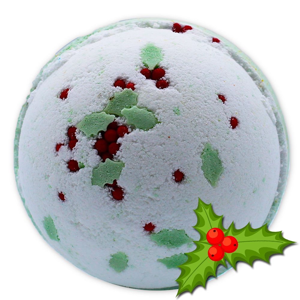 Christmas Bath Bomb - Holly Berry & Mistletoe Jumbo Bath Bombs - 180g - Bath Indulgence