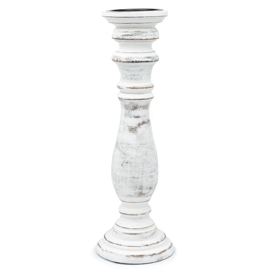 Classic Candle Stand - Whitewash - Large Mango Wood Candle Stands - Bath Indulgence