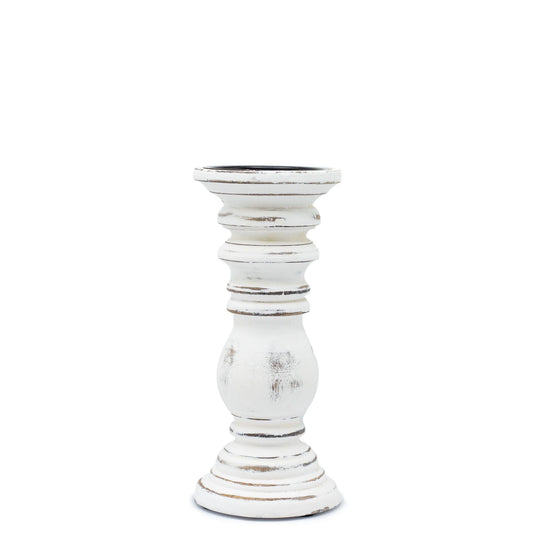Classic Candle Stand - Whitewash - Small Mango Wood Candle Stands - Bath Indulgence