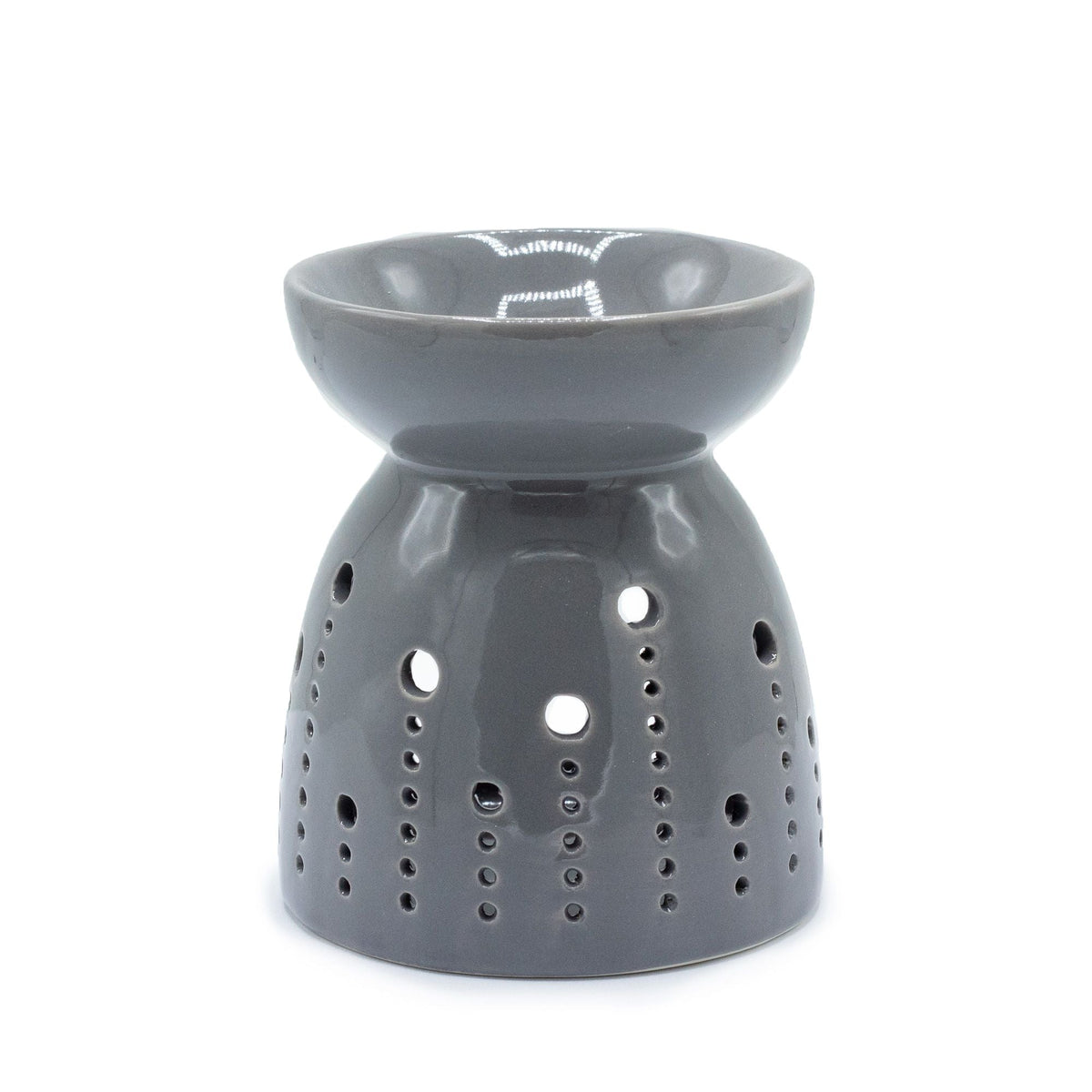 Classic Oil Burner - Bubbles Cutout - Grey Various Shaped Ceramic Oil Burners - Bath Indulgence