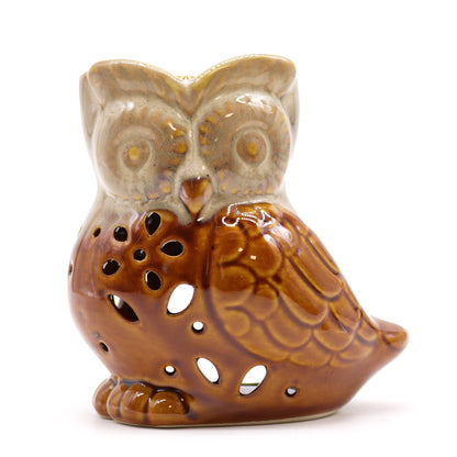 Classic Rustic Oil Burner - Owl Side - on (assorted) Classic Rustic Oil Burners - Bath Indulgence