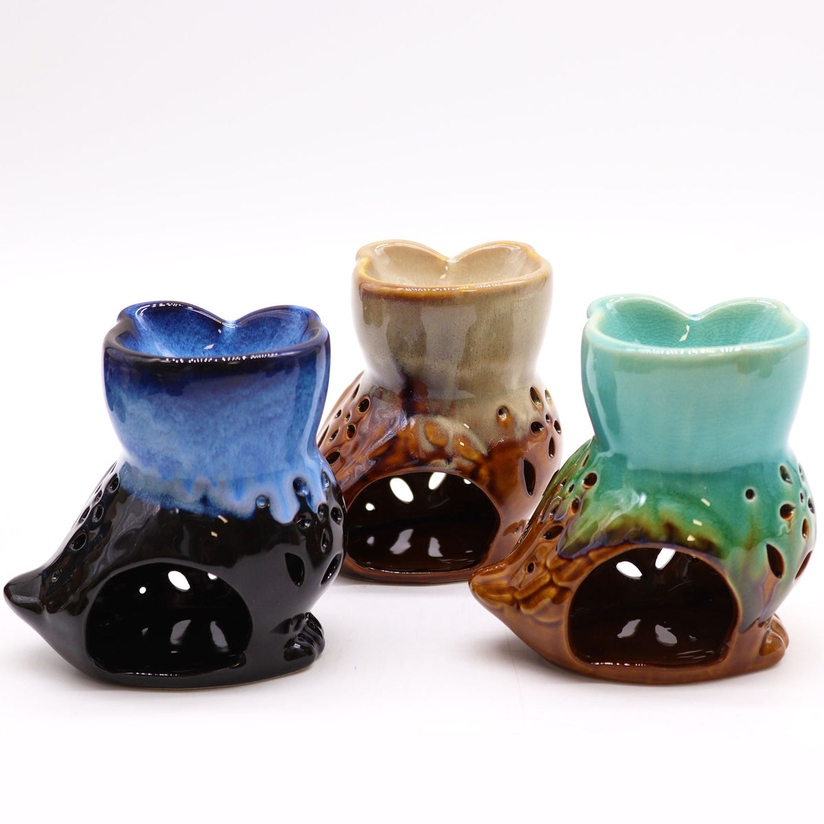 Classic Rustic Oil Burner - Owl Side - on (assorted) Classic Rustic Oil Burners - Bath Indulgence