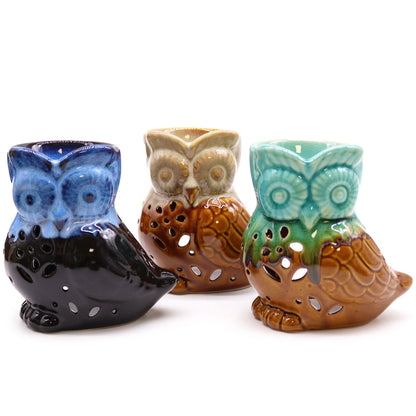 Classic Rustic Oil Burner - Owl Side - on (assorted) Classic Rustic Oil Burners - Bath Indulgence