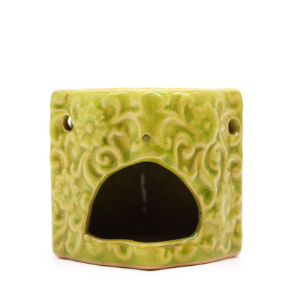 Classic Small Square Floral Oil Burners (aast) Classic Rustic Oil Burners - Bath Indulgence