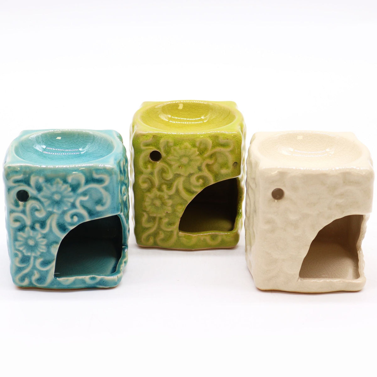 Classic Small Square Floral Oil Burners (aast) Classic Rustic Oil Burners - Bath Indulgence