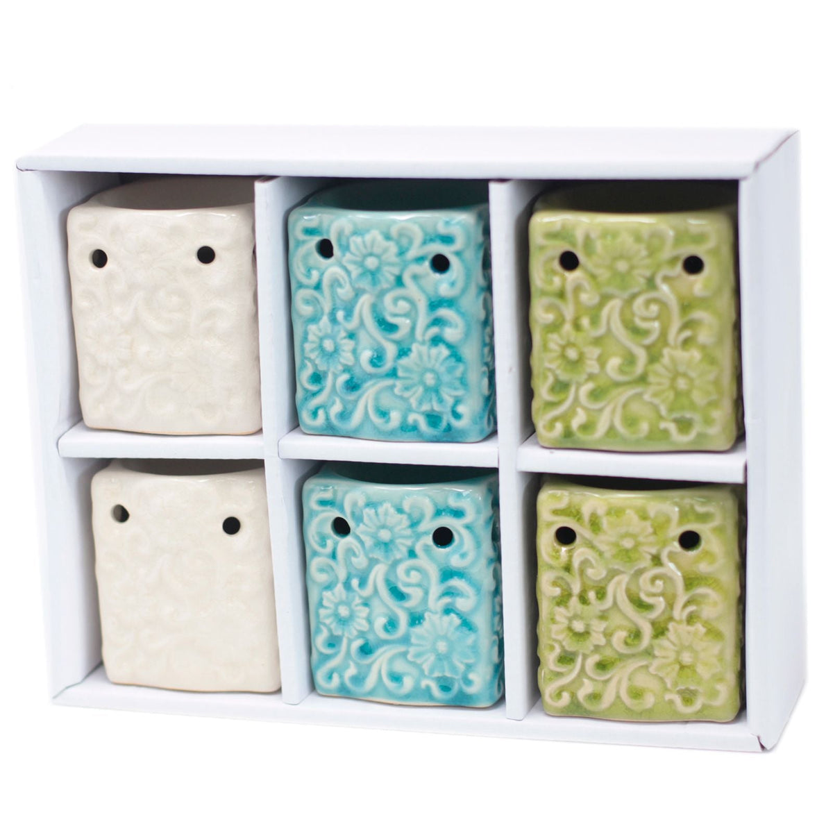 Classic Small Square Floral Oil Burners (aast) Classic Rustic Oil Burners - Bath Indulgence