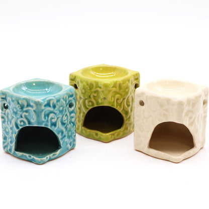 Classic Small Square Floral Oil Burners (aast) Classic Rustic Oil Burners - Bath Indulgence