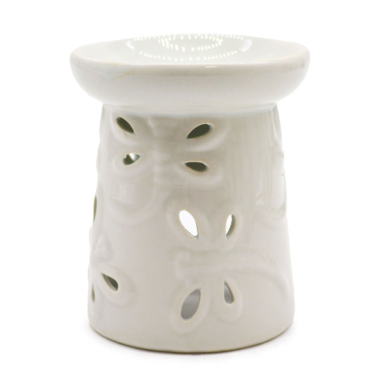 Classic White Oil Burner - Dragonfly Classic White Oil Burners - Bath Indulgence