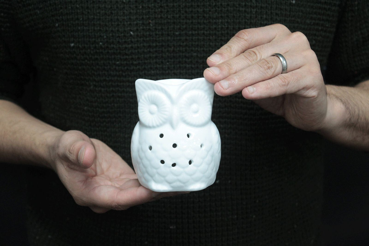 Classic White Oil Burner - Tall Owl Classic White Oil Burners - Bath Indulgence