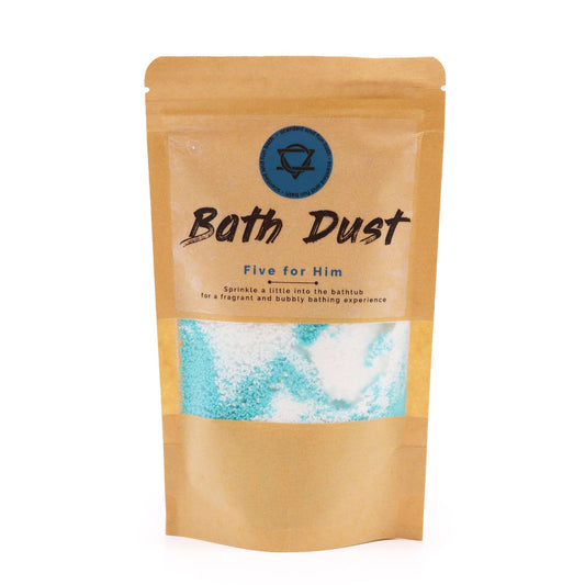 Five for Him Bath Dust - Signature Masculine Bouquet Scent - 190g Pouch Bath Dust - 190g - Bath Indulgence