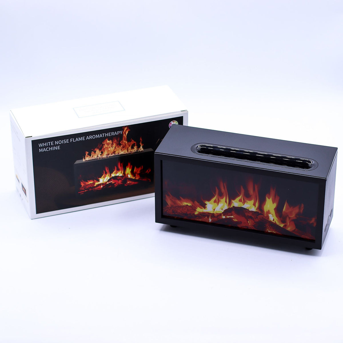Flame Effect Aroma Diffuser with Birdsound - Black USB - Colour Change Aroma Diffusers - Bath Indulgence