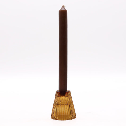 Flip Dinner Candle / Tealight Holder - Antique Amber Glass Candle Holders & Jars - Bath Indulgence