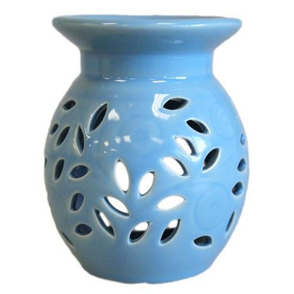 Floral Oil Burner - Blue Various Shaped Ceramic Oil Burners - Bath Indulgence