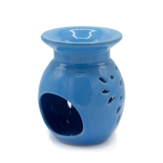 Floral Oil Burner - Blue Various Shaped Ceramic Oil Burners - Bath Indulgence