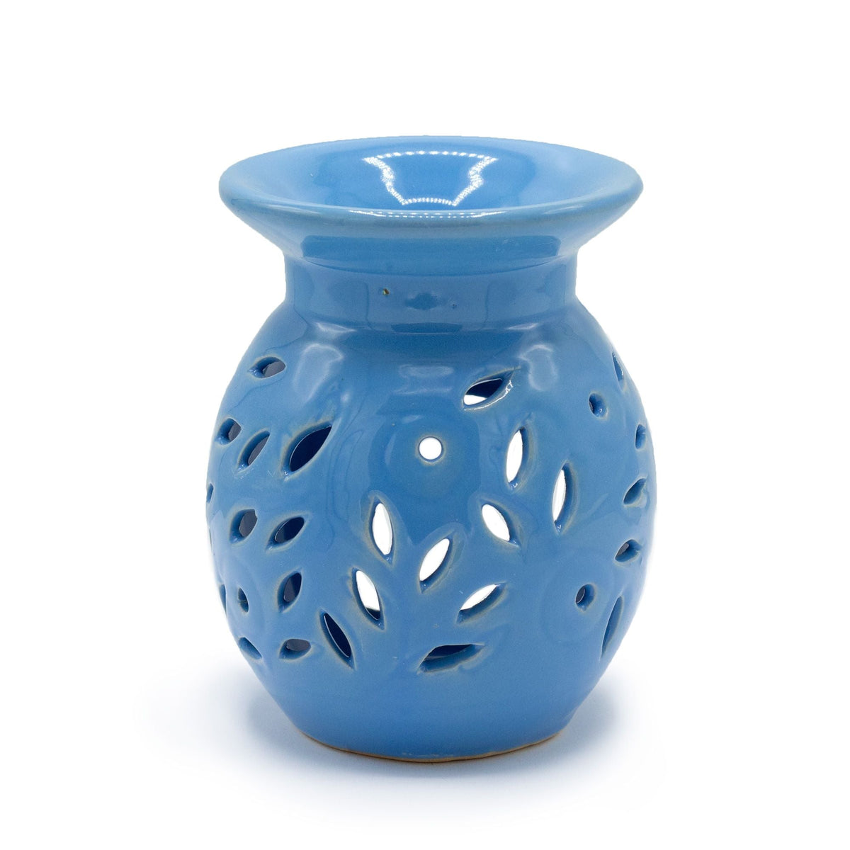 Floral Oil Burner - Blue Various Shaped Ceramic Oil Burners - Bath Indulgence