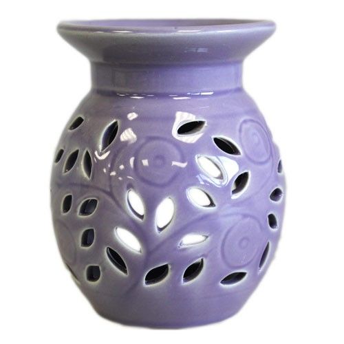 Floral Oil Burner - Lavender Various Shaped Ceramic Oil Burners - Bath Indulgence