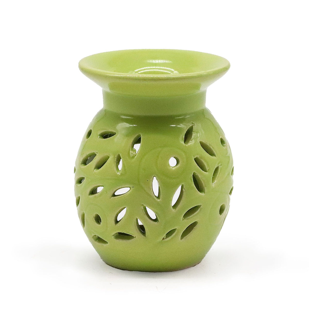 Floral Oil Burner - Lime Various Shaped Ceramic Oil Burners - Bath Indulgence