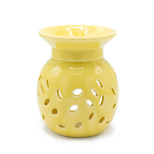 Floral Oil Burner - Yellow Various Shaped Ceramic Oil Burners - Bath Indulgence