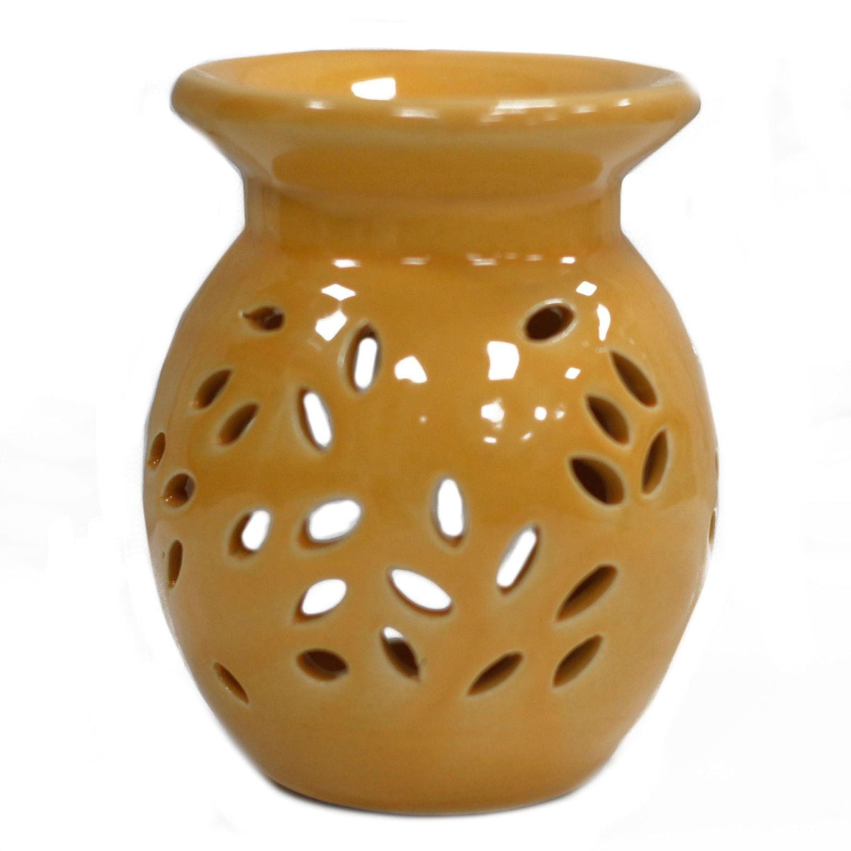 Floral Oil Burner - Yellow Various Shaped Ceramic Oil Burners - Bath Indulgence
