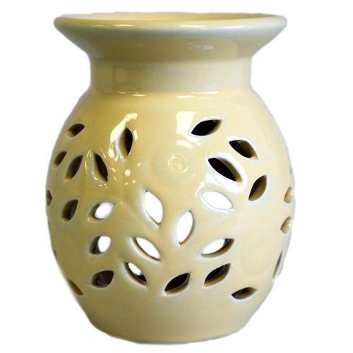 Floral Oil Burner - Yellow Various Shaped Ceramic Oil Burners - Bath Indulgence