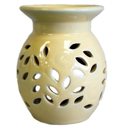 Floral Oil Burner - Yellow Various Shaped Ceramic Oil Burners - Bath Indulgence