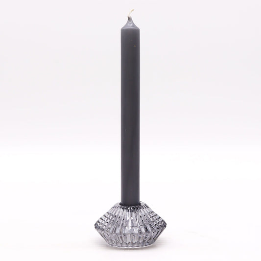 Flower Flip Dinner Candle / Tealight Holder - Midnight Grey Glass Candle Holders & Jars - Bath Indulgence