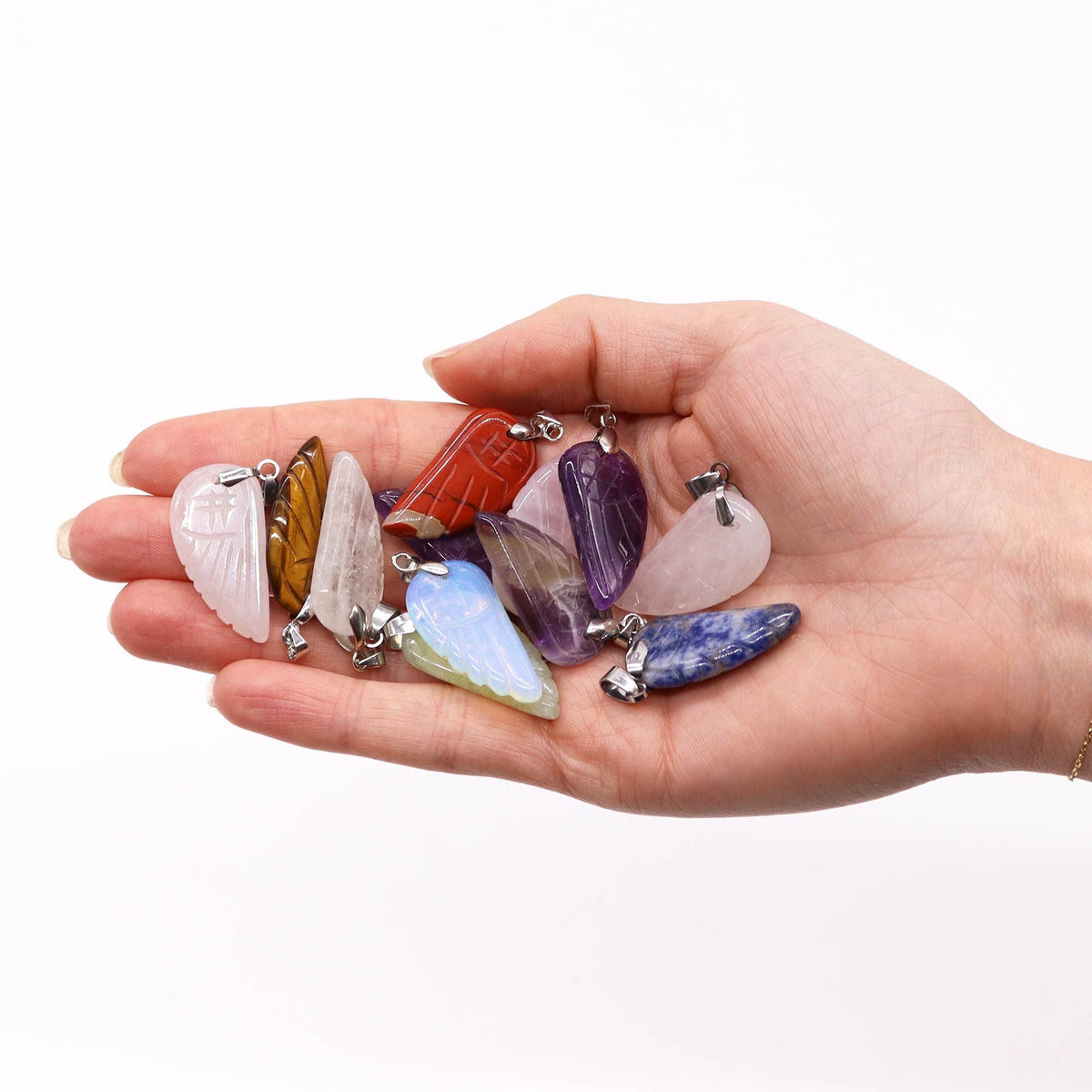 Gemstone Angel Wings Pendants (12 assorted) 28x15mm Gemstone Pendants - Bath Indulgence