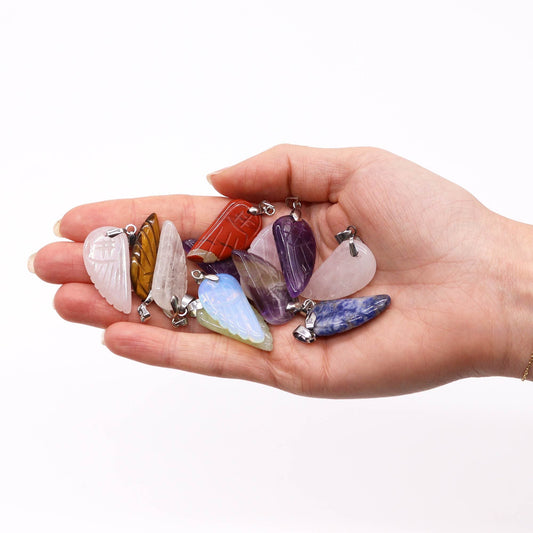 Gemstone Angel Wings Pendants (12 assorted) 28x15mm Gemstone Pendants - Bath Indulgence
