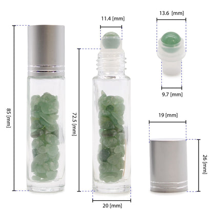 Gemstone Essential Oil Roller Bottle - Red Jasper - Silver Cap Gemstone Roller Bottle and Tips - Bath Indulgence