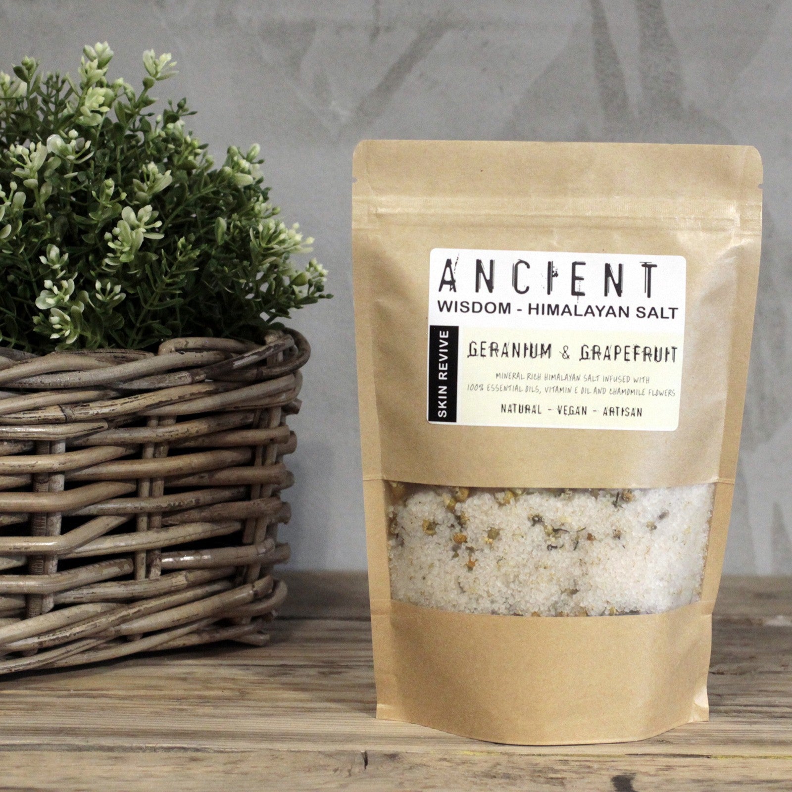 Geranium & Grapefruit Essential Oils + Vitamin E Oil Handmade Bath Salts 500g - Bath Indulgence