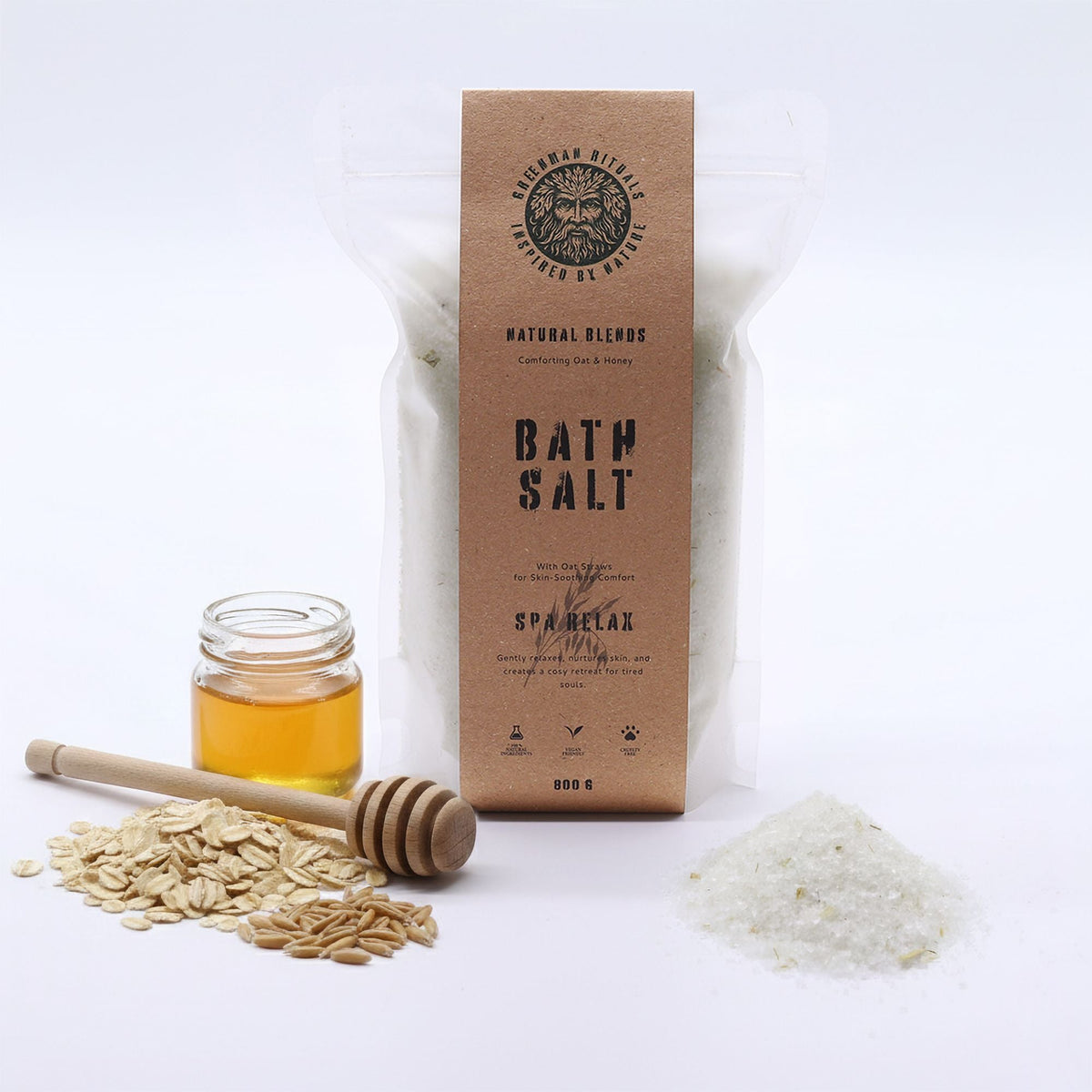 Greenman Rituals Oat & Honey Epsom Bath Salt – Spa Relax Blend Greenman Rituals Bath Salts - Bath Indulgence