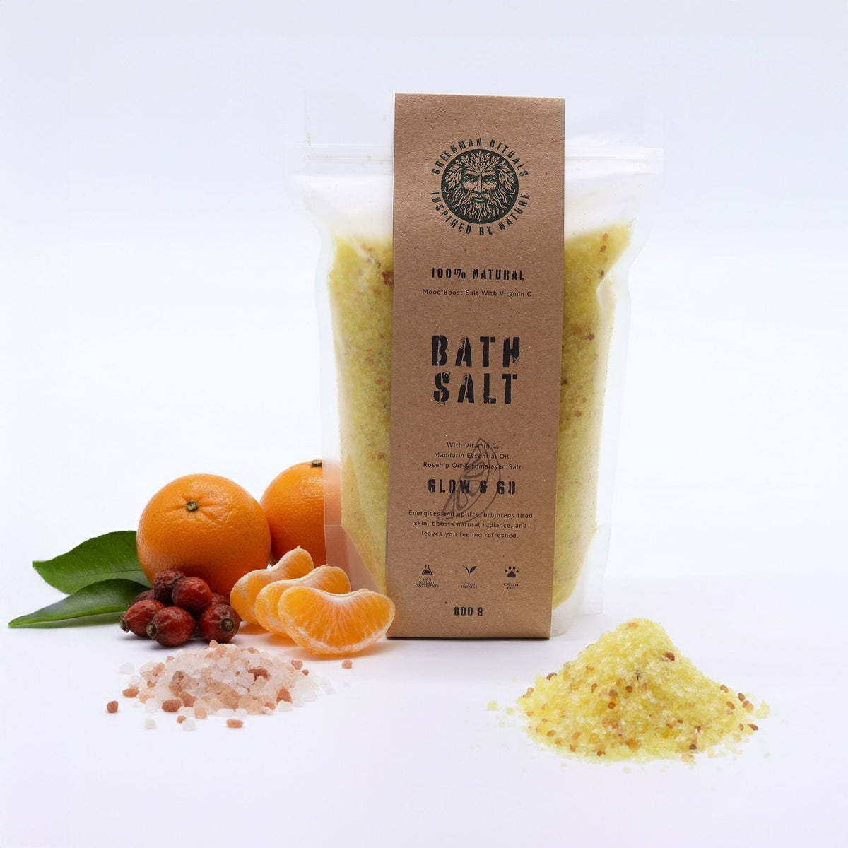 Greenman Rituals Vitamin C & Mandarin Epsom Bath Salt – Glow & Go Greenman Rituals Bath Salts - Bath Indulgence