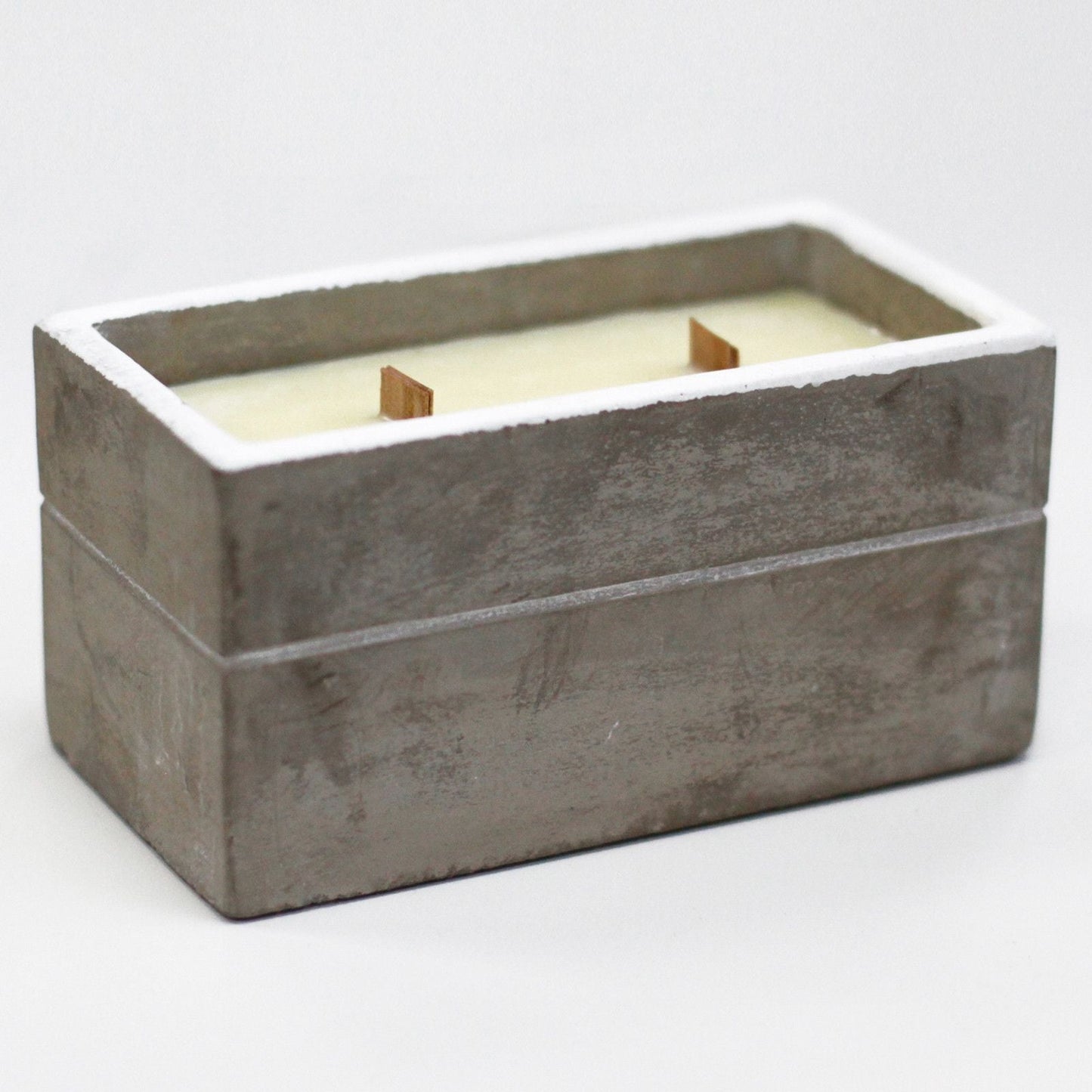 Large Box - Spiced South Sea Lime Concrete Wooden Wick Candle - Bath Indulgence