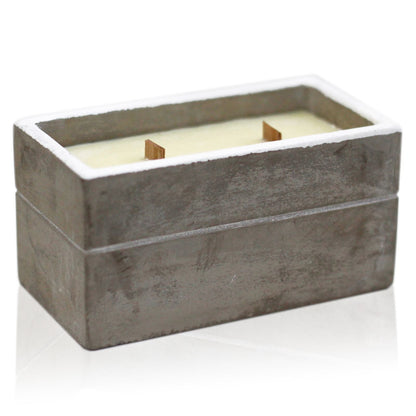 Large Box - Spiced South Sea Lime Concrete Wooden Wick Candle - Bath Indulgence