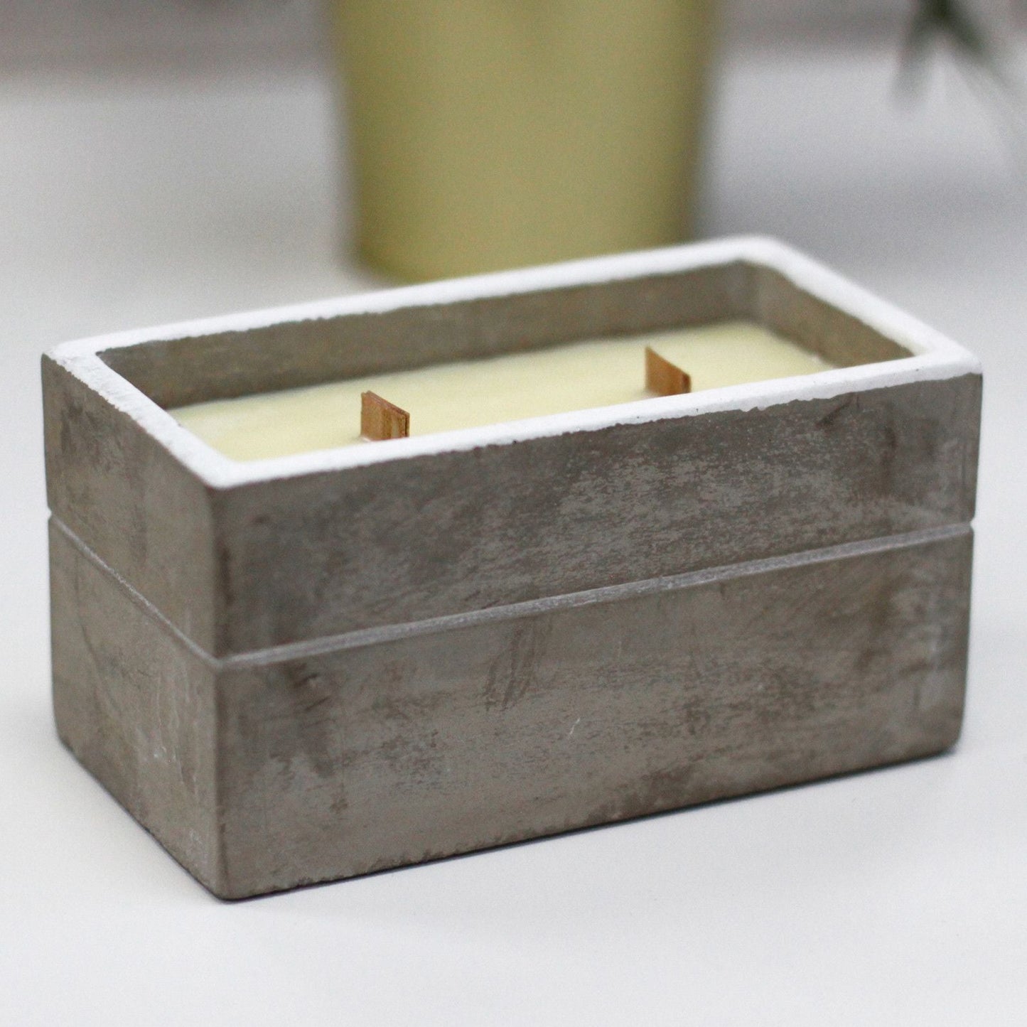 Large Box - Spiced South Sea Lime Concrete Wooden Wick Candle - Bath Indulgence