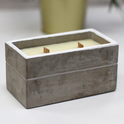 Large Box - Spiced South Sea Lime Concrete Wooden Wick Candle - Bath Indulgence