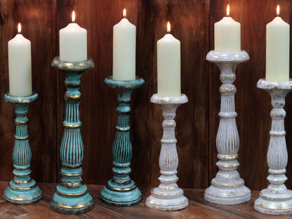 Large Candle Stand - Turquois Gold Vintage Candle Stands - Bath Indulgence